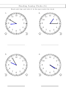 Reading Analog Clocks (a) Worksheet With Answers