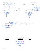 Ws 1.4 Algebraic Limits Worksheet