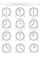 Reading Analog Clocks (J) Worksheet With Answers Printable pdf