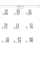 Addition (e) Worksheet With Answers