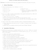 Functions Worksheet - Math 121: Extra Practice For Test 2