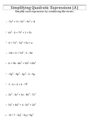 Simplifying Quadratic Expressions (a) Worksheet With Answers