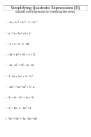 Simplifying Quadratic Expressions (E) Worksheet With Answers Printable pdf