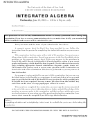 Integrated Algebra Worksheet - The University Of The State Of New York, 2013