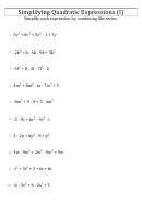 Simplifying Quadratic Expressions (i) Worksheet With Answers