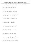 Simplifying Quadratic Expressions (g) Worksheet With Answers