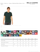 Bella + Canvas Unisex Triblend Short Sleeve Tee Measurement Chart Printable pdf