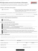 Form 3372 - Michigan Sales And Use Tax Certificate Of Exemption