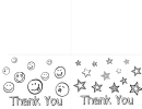Thank You Coloring Postcard Template - Smile And Stars