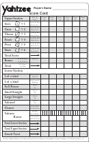 Yahtzee Score Card Template Printable pdf