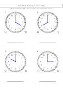 Reading Analog Clocks Worksheet With Answers