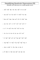 Simplifying Quadratic Expressions (B) Worksheet With Answers Printable pdf