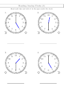 Reading Analog Clocks (J) Worksheet With Answers Printable pdf