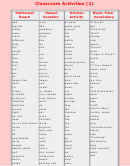 Classroom Activities 2 Word List Template