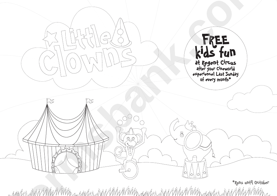 Little Clowns Circus Coloring Sheet