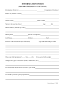 Confidential Information Form For Cooperative Preschool