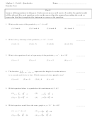 Quadratics Worksheet Algebra 1 - Unit 8 Printable pdf
