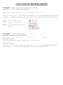 Vertex Form Of A Quadratic Equation Worksheet With Answers