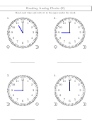 Reading Analog Clocks Worksheet With Answers