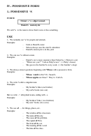 Possessive Form Worksheet With Answer