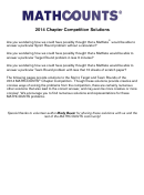 Mathcounts Chapter Competition Solutions Worksheet - Middle School - 2014
