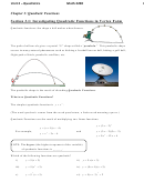 Quadratic Functions In Vertex Form Worksheet - Math 2200 Unit 2