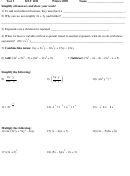 Quadratic Expressions Worksheet - Mat 1101, Test 3 - 2009 Printable pdf