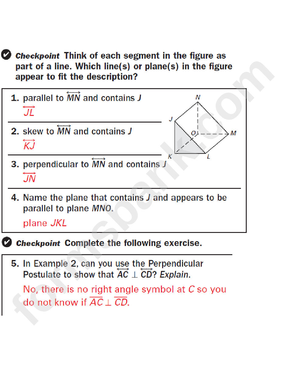 Identifying Pairs Of Lines And Angles Worksheet With Answers