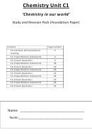 Chemistry Unit C1 Worksheet - Study And Revision Pack (foundation Paper)
