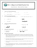 College Level Math Practice Test With Answer Key - Mission Del Paso Campus