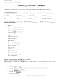 Following Directions Checklist Printable pdf