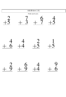 Single Digit Addition (a) Worksheet With Answer Key