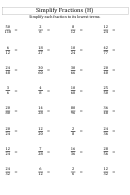 Simplify Fractions (h) Worksheet With Answer Key