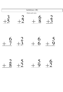 Single Digit Addition (h) Worksheet With Answer Key