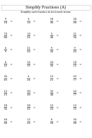 Simplify Fractions (A) Worksheet With Answer Key Printable pdf