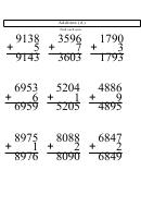 Multiple Digit Addition (a) Worksheet With Answer Key