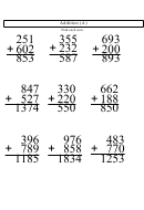 Multiple Digit Addition (a) Worksheet With Answer Key