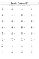 Simplify Fractions (d) Worksheet With Answer Key