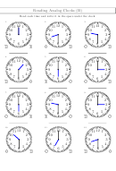Reading Analog Clocks (b) Worksheet With Answer Key