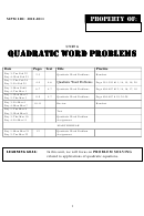 Quadratic Word Problems Worksheets