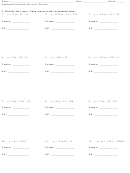 Quadratics-Standard And Vertex Worksheet Printable pdf