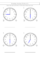 Reading Analog Clocks Worksheet With Answers