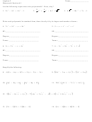 Polynomials, Simplifying Quadratic Expressions Worksheet - Algebra 2, Homework Section 6.1 Printable pdf