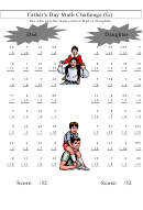 Father's Day Math Challenge (g) Worksheet With Answer Key