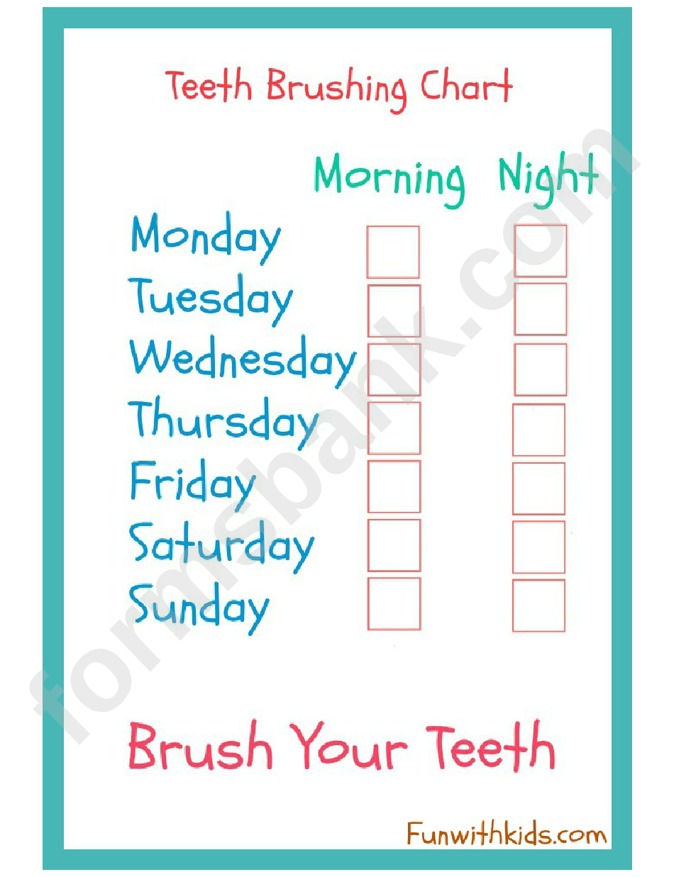 Teeth Brushing Chart For Kids