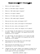 Trigonometry Problems Worksheet With Answer Key Printable pdf
