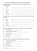 Electron Configuration Practice Worksheet Worksheet With Answer Key