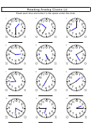 Reading Analog Clocks (J) Worksheet With Answer Key Printable pdf