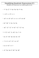 Simplifying Quadratic Expressions (c) Worksheet With Answer Key