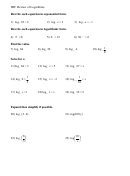 Hw: Review Of Logarithms Worksheet Printable pdf